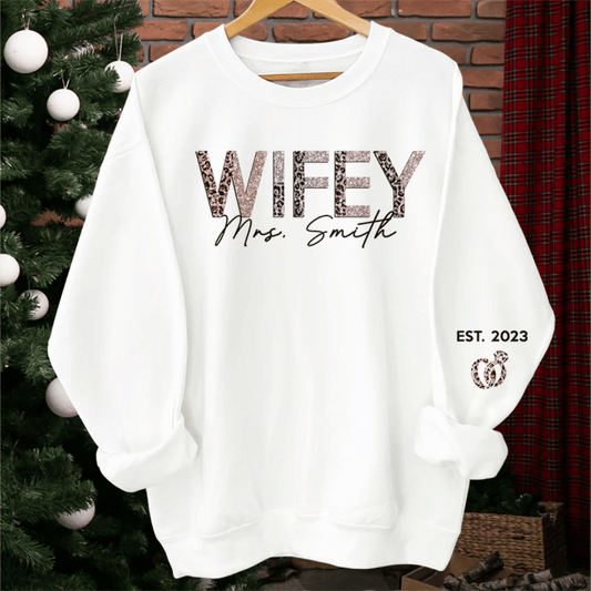 Personalized 'Wifey' Cotton Sweatshirt – Custom Gift for Wife