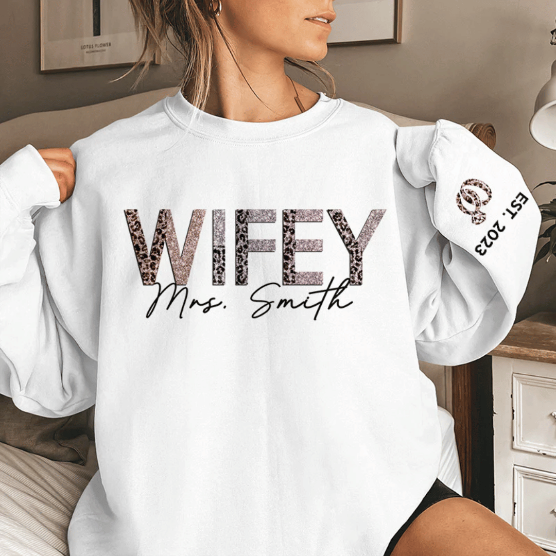 Personalized 'Wifey' Cotton Sweatshirt – Custom Gift for Wife