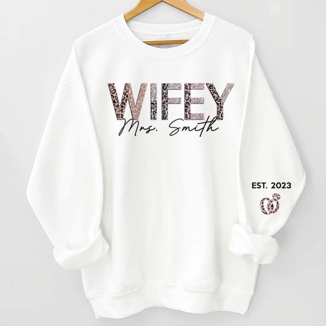 Personalized 'Wifey' Cotton Sweatshirt – Custom Gift for Wife